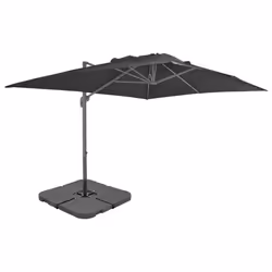 Parasol - Anthracite - 4 m - Aluminium - Base portable - Résistant aux UV