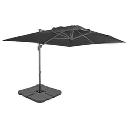 Parasol - Anthracite - 4 m - Aluminium - Base portable - Résistant aux UV