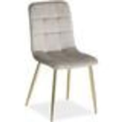 Chaise de salle à manger cuisine confortable et moderne en tissu velours beige pieds en metal noir