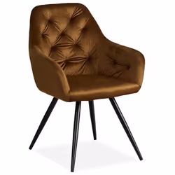 Chaise de salle à manger salon avec revêtement en velours confortable en marron
