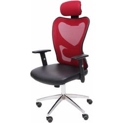 Fauteuil chaise de bureau sur roulettes pivotante appui tête accoudoirs synthétique rouge 040001898