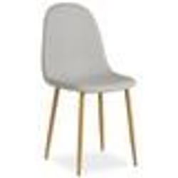 Chaise de salle à manger - Confortable - Moderne - Tissu gris - Pieds métal aspect bois - 1 place