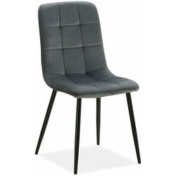 Chaise de salle à manger cuisine confortable et moderne en tissu velours gris pieds en métal noir CDS06002