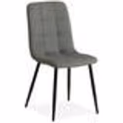 Chaise de salle à manger cuisine confortable et moderne en tissu gris pieds en metal noir
