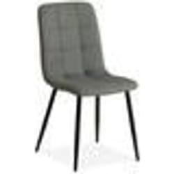 Chaise de salle à manger cuisine confortable et moderne en tissu gris pieds en metal noir