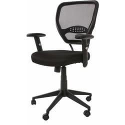 Décoshop26 - Fauteuil chaise de bureau sur roulettes pivotante en tissu mesh noir avec accoudoirs 040001910