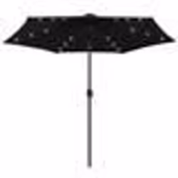 Parasol - Noir - 270 cm - Aluminium - 18 LED - Panneau solaire 16 W