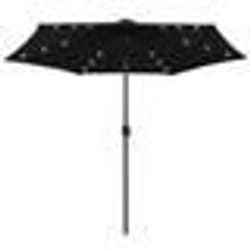 Parasol - Noir - 270 cm - Aluminium - 18 LED - Panneau solaire 16 W