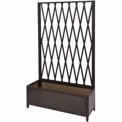 Jardinière trellis bac à fleurs en aluminium et acier 152x90x35cm marron Avec le treillis, un mur peut facilement être agréme ...