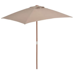 Parasol avec mat en bois 150 x 200 cm taupe