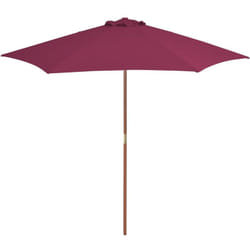 Parasol avec mât en bois 270 cm bordeaux