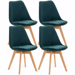 Lot de 4 chaises de salle à manger design scandinave en tissu velours vert pieds bois clair Cette chaise au design unique se ...