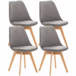 Lot de 4 chaises de salle à manger design scandinave en tissu velours gris pieds bois clair Cette chaise au design unique se ...