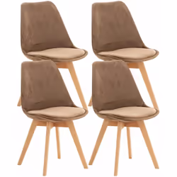Lot de 4 chaises de salle à manger design scandinave en tissu velours marron pieds bois clair Cette chaise au design unique s ...