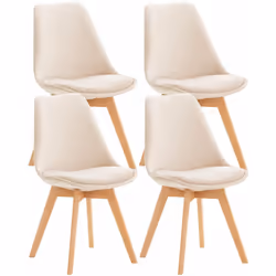 Lot de 4 chaises de salle à manger design scandinave en tissu velours beige pieds bois clair Cette chaise au design unique se ...