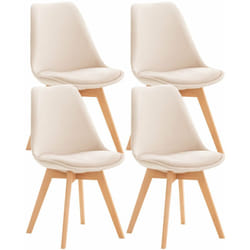Lot de 4 chaises de salle à manger design scandinave en tissu velours beige pieds bois clair CDS10379