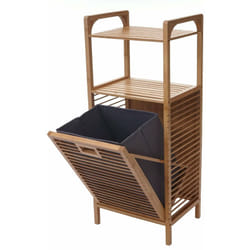 Décoshop26 - tagère de salle de bain rangement avec panier à linge en bambou 95x40x30cm 28L 040005669