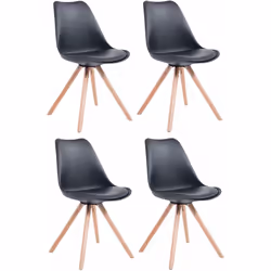 Lot de 4 chaises de salle à manger design scandinave avec pieds rond en bois Le siège de ce modèle est conçu dans du synthéti ...
