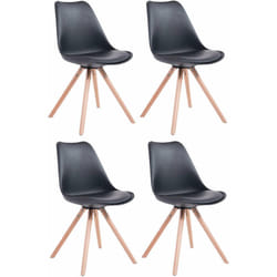 4 chaises de salle à manger style scandinave en synthétique et plastique noir pieds rond en bois clair CDS10378