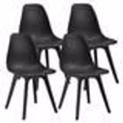 Set de 4 Chaises - Design - Plastique Noir - Contemporain - Intérieur - 4 Places