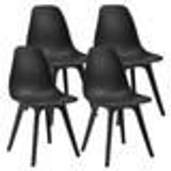 Set de 4 Chaises - Design - Plastique Noir - Contemporain - Intérieur - 4 Places