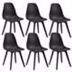 Set de 6 Chaises - Design - Plastique Noir - Contemporain - Intérieur - 6 places