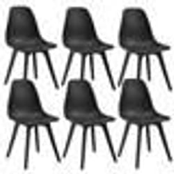 Set de 6 Chaises - Design - Plastique Noir - Contemporain - Intérieur - 6 places