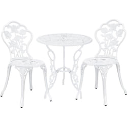 Helloshop26 - Ensemble de table et de chaises de jardin set de bistro fonte blanc