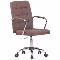 Chaise de bureau sur roulettes moderne et confortable en tissu marron