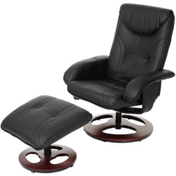 Fauteuil de relaxation tv inclinable rotatif avec repose-pieds en synthétique noir 040001951