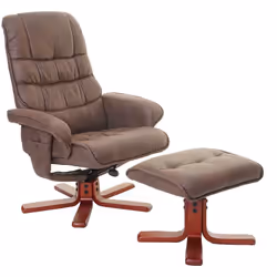 Fauteuil relax avec tabouret imitation daim marron Ce fauteuil inclinable avec tabouret allie confort, fonctionnalité et desi ...
