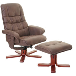 Fauteuil relax inclinable avec tabouret imitation daim marron 040002042