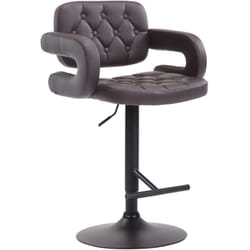Tabouret de bar capitonné en synthétique marron accoudoirs repose-pieds métal design moderne TDB10503