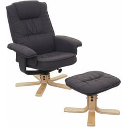 Fauteuil relax inclinable rotatif à 360° avec tabouret en tissu gris foncé 040001952