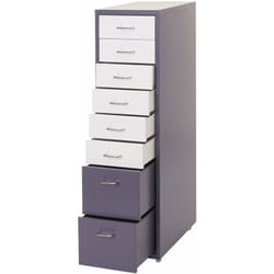 Caisson à tiroirs sur roulettes rangement bureau 8 tiroirs 110x28x41cm en acier gris foncé blanc-noir gris foncé 040004359