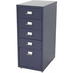 Décoshop26 - Caisson à tiroirs meuble de rangement bureau sur roulettes 69x28x41cm 5 tiroirs acier gris foncé 040004358