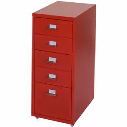 Caisson à tiroirs sur roulettes 69x28x41cm 5 tiroirs en acier rouge Cinq tiroirs spacieux avec poignées Normes sociales BSCI  ...