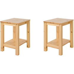 Lot de 2 tables de chevet tabourets modernes et intemporels en bois naturel MOC06020