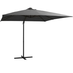 Helloshop26 - Parasol déporté avec led et mât en acier 250 x 250 cm anthracite