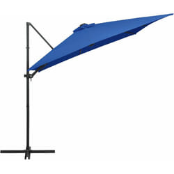 Parasol mobilier de jardin déporté avec led et mât en acier 250 x 250 cm bleu azuré