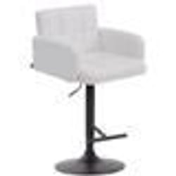 Tabouret de bar - Non spécifié - Réglable - Similicuir blanc - Accoudoirs - Dossier confortable