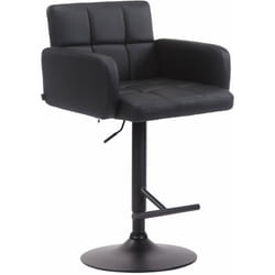 Tabouret de bar x1 avec accoudoirs et dossier confortable en synthétique noir pieds noir mat TDB10471