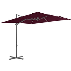 Parasol déporté avec mât en acier 250 x 250 cm rouge bordeaux