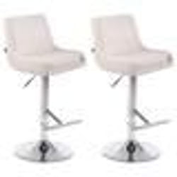 Tabourets de bar - Décoshop26 - TDB10463 - Lot de 2 - Réglables en hauteur - Design moderne en blanc