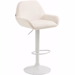 Tabouret de bar en velours crème base de la trompette pieds métal blanc mat Cette chaise de bar moderne se caractérise par so ...