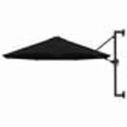 Parasol mural - Noir - 300 cm - Polyester anti-UV - Mât en métal - Système à manivelle