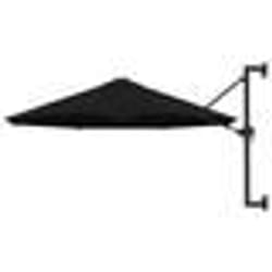 Parasol mural - Noir - 300 cm - Polyester anti-UV - Mât en métal - Système à manivelle