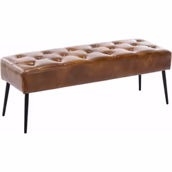 Banc banquette rembourré en synthétique marron orangé pieds métal noir Dimension totale: 113x38x42 cm Hauteur de l'assise: 42 ...