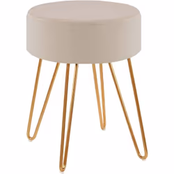 Tabouret en tissu velours crème pieds en métal doré Assise en velours Pieds métallique doré Montage simple Dimensions: Total ...