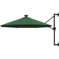 Parasol mural avec mât métallique et led 300 cm vert